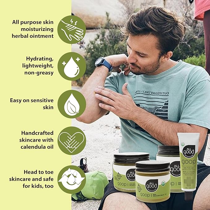 All Good Goop Organic Skin Care Recovery Balm - All Purpose Ointment w/Calendula, Lavender, Beeswax - Chafing Cream, Dry Skin Salve, Cracking Lip Moisturizer - Soothes, Hydrates & Calms - 4oz, 2-pack