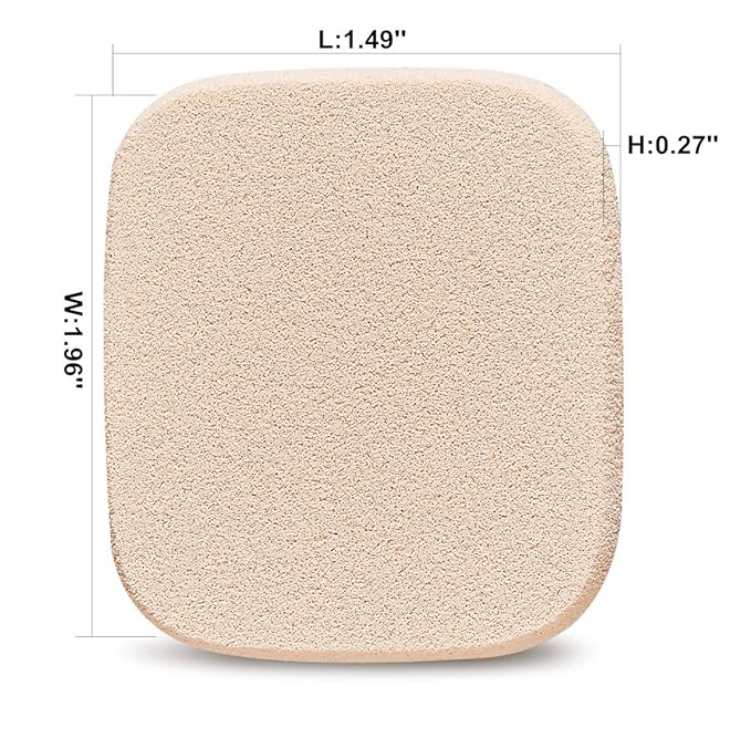 OWLFAVO 2pcs Square Makeup Sponges with 1 Travel Case, Beauty Face Primer Compact Powder Puff, Blender Sponge Replacement for Cosmetic Flawless Foundation