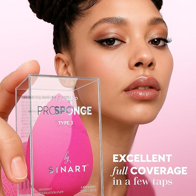 PROsponge | Makeup Sponge for Liquid Beauty Makeup. Premium Latex-Free foam. Foundation, Cream & Powder Blender. Saves Fondation & Streak Free Blending. (PINK)