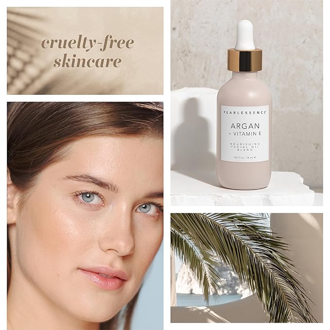 Pearlessence Argan & Vitamin E Facial Oil | Powerful Hydration to Help Balance, Revive & Rejuvenate Skin | Made in USA, Cruelty Free & Paraben Free