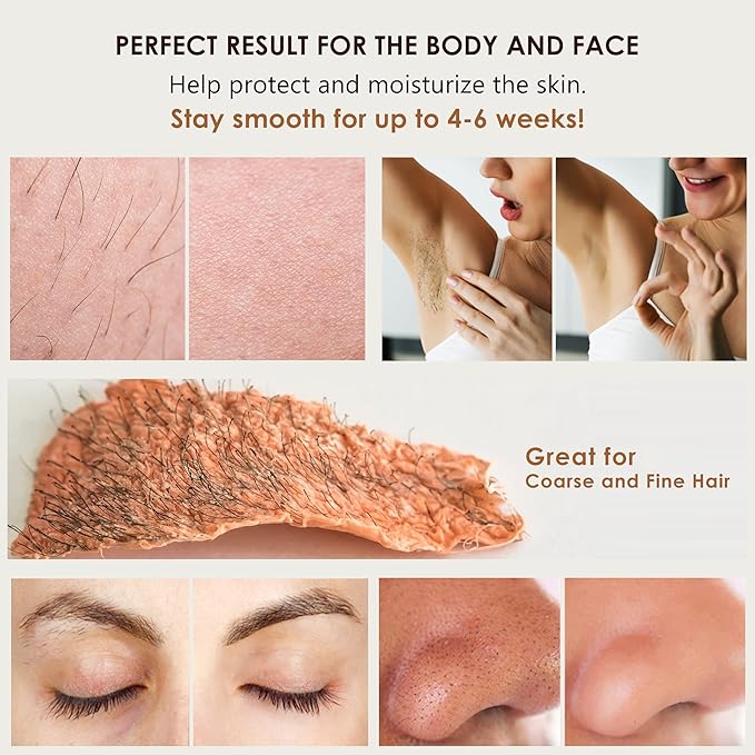 Premium Waxing Kit for Sensitive Skin – Painless Hard Wax Beads, Safe Wax Warmer, Pre/Post Care Spray, Salon-Grade Results at Home for Face, Bikini, Brazilian & Full Body