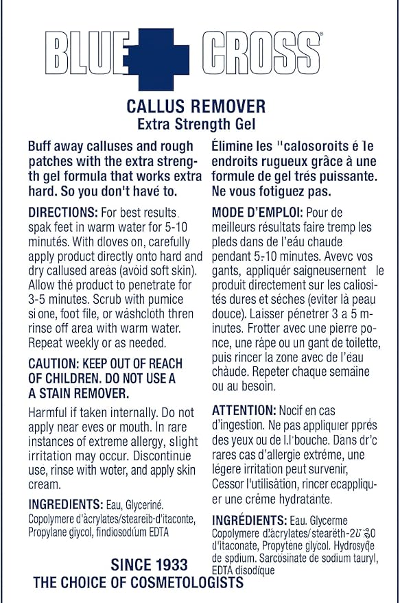 Blue Cross Callus Remover Gel for Feet or Heel, Extra Strength Professional Nail Care, File, Shaver, Scrubber & Pumice Stone Alternative for at Home Manicure/Pedicure Results, Pro Size 946ml, 32oz