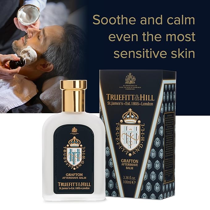Truefitt & Hill Luxury Aftershave Balm - Grafton - Premium Soothing Moisturizer with Aloe Vera Extract - 3.38 oz.