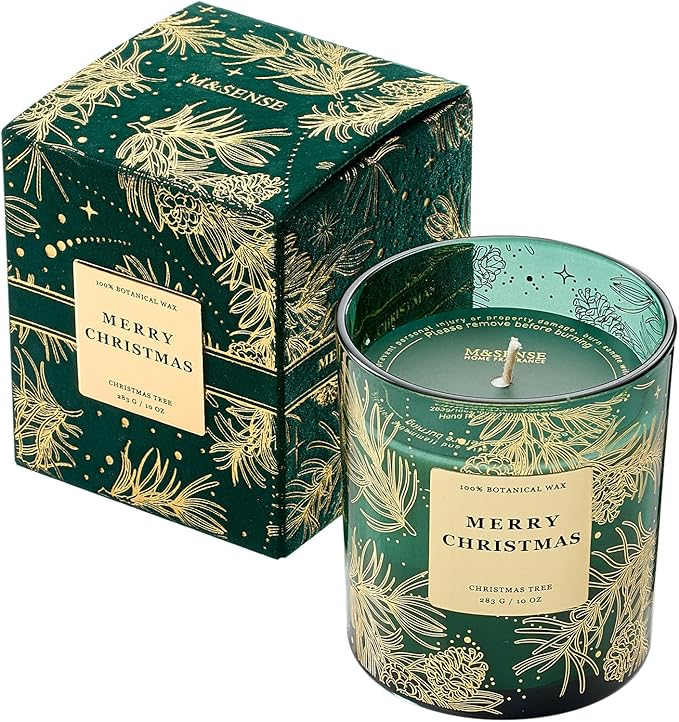 M&SENSE Holiday Scented Candle Gift for Women and Men - Christmas Tree, 10 oz Soy Wax, Birthday, Holiday, Christmas,New Year Gift