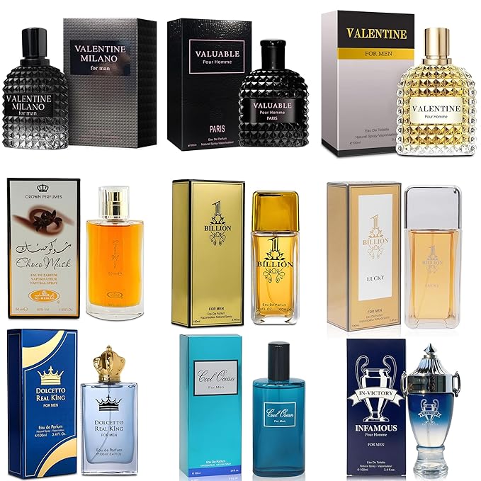 Men's Cologne Sampler Set (100ml Each*9PCS) | Luxury Fragrance Variety Pack for Men | Woodsy, Citrus, Spicy & Fresh Scents | Gift Ready Collection(Combo Set D)