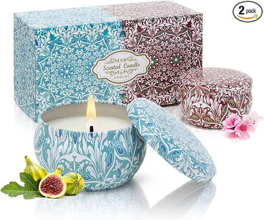 Scented Candles Gift Set 2 Pack 2.5 oz Relaxing Aromatherapy Candles for Home Scented, Stress Relief Candles Gifts for Women, Natural Soy Wax Candles Gift for for Her, Mom, Friends
