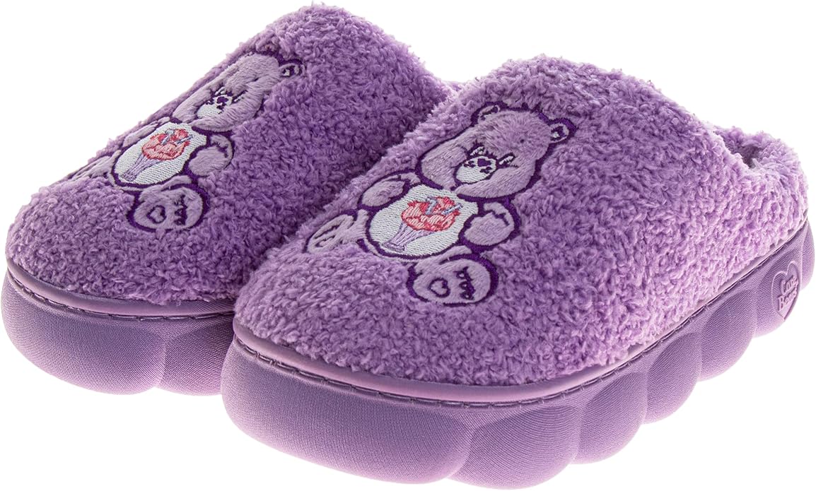 Josmo Care Bear Slippers for Girls Womens Cozy Plush Indoor Shoes Fun Fuzzy Bear House Slippers for Little Kids/Big Kids/Adults