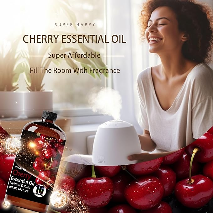 Cherry Essential Oil, Cherry Oil 16 Fl Oz 480 ML for Diffuser Humidifier Yoga Cleaning DIY Candle Soap Making Perfume Gift for Women Essential Oils