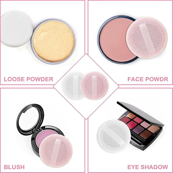 Sibba 12 PCS Blush Loose Powder Puff Face Setting Body Makeup Soft Velour Sponge Beauty Blender Make Up Mini Portable Finger Applicator Holder Small Fluffy Highlighter Facial Cosmetic Cushion Women