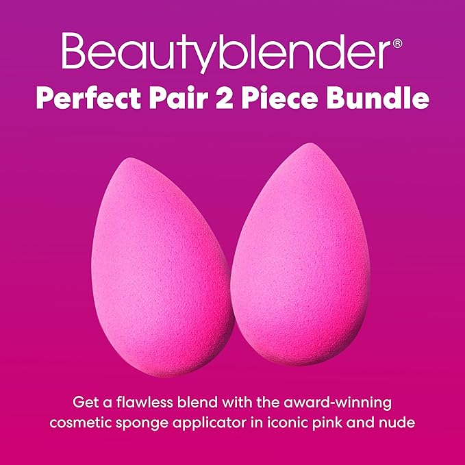 Beautyblender® | Original Pink Beauty Blender 2-Piece Bundle for Blending Foundations, Powders, and Creams, Super-Soft Foam for Streak-Free Application, Made in the USA, Reusable, Washable