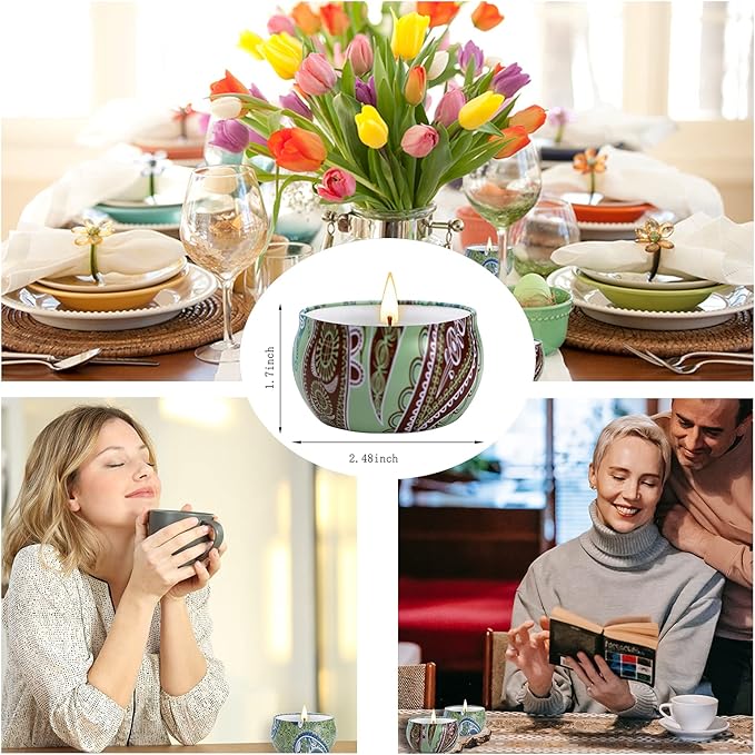 Candles Gifts for Women, 2 Pack 2.5 oz Fresh Gardenia and Jasmine Scented Candles Set for Relaxing Aromatherapy, Up to 24 Hours Burning Time, Natural Soy Candles Gifts for Christmas