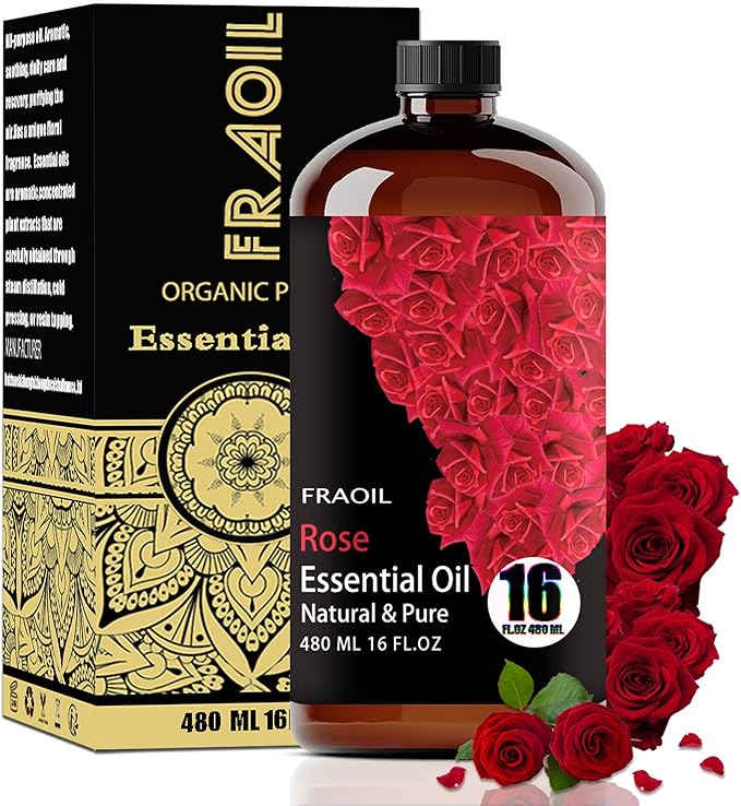 Rose Essential Oil, Rose Oil 16 Fl Oz 480 ML for Diffuser Humidifier Yoga Cleaning DIY Candle Soap Making Perfume Gift for Women Essential Oils