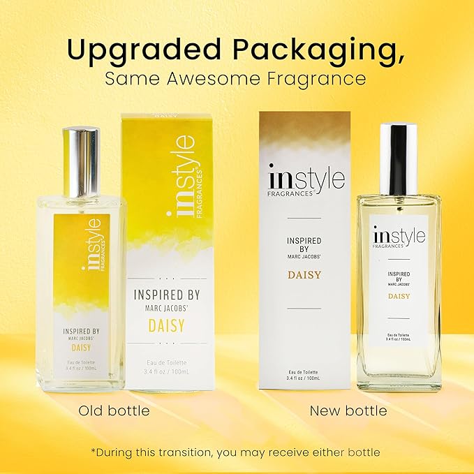 Instyle Fragrances, Inspired by Marc Jacobs' Daisy, Women’s Eau de Toilette, CLEAN, Vegan, Paraben-Free, Never Tested on Animals, 3.4 Fluid Ounces