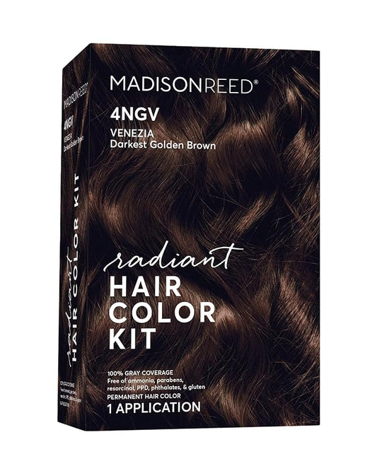 Madison Reed Radiant Hair Color Kit | 4NGV Darkest Golden Brown with Warm Tones (Venezia Brown) for 100% Gray Hair Coverage | Dimensional Permanent Hair Dye | PPD-Free & Ammonia-Free | 1 Pack