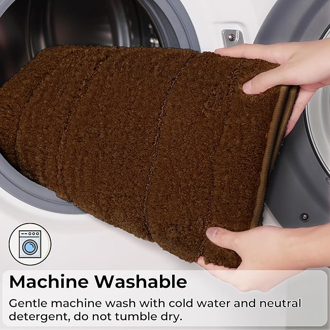 GRANNY SAYS Bathroom Rugs Sets 2 Piece,Soft Bath Mats for Bathroom, Bath Rugs Non Slip Washable, Absorbent Bath Rug for Tub, Shower and Toilet, Bath Mat Set (Brown, 20" x 32" + 16" x 24")