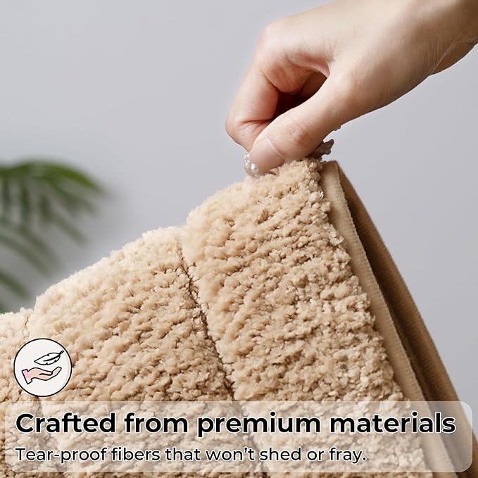 GRANNY SAYS Bathroom Rugs Sets 2 Piece,Soft Bath Mats for Bathroom, Bath Rugs Non Slip Washable, Absorbent Bath Rug for Tub, Shower and Toilet, Bath Mat Set (Khaki, 20" x 32" + 16" x 24")