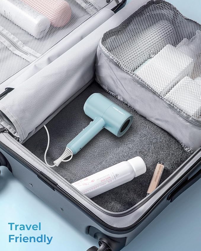 SHRATE Lightweight Ionic Hair Dryer with Diffuser - Powerful 1800W Blow Dryer for Fast Drying - Professional Low Noise Mini Hair Dryer for Travel, Gifts, Hair Styling