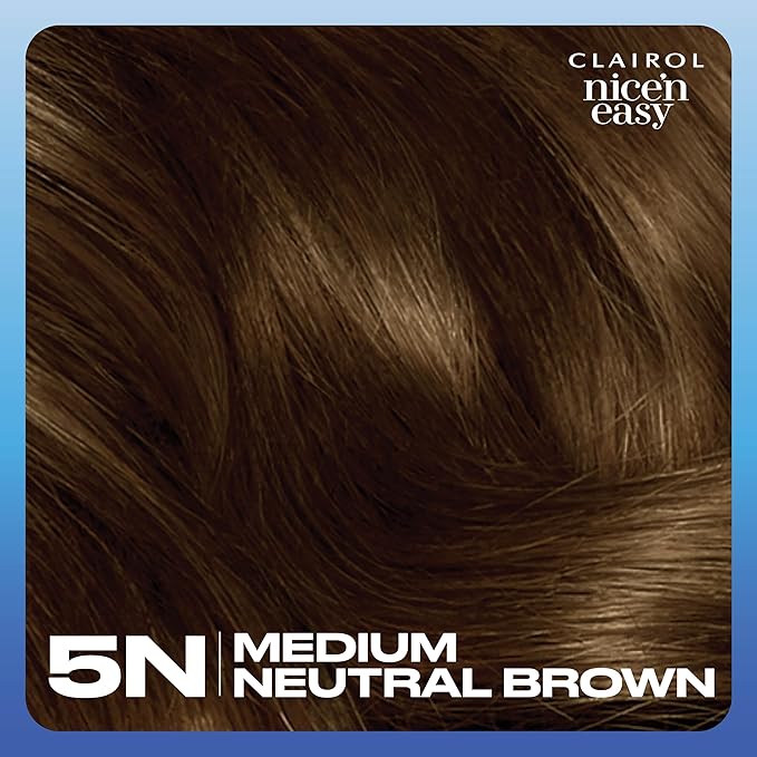 Clairol Nice'n Easy Permanent Hair Dye, 5N Medium Neutral Brown Hair Color, Pack of 3