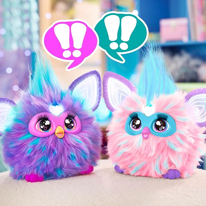Furby Cotton Candy, 15 Fashion Accessories, Interactive Plush Toys for 6 Year Old Girls & Boys & Up, Voice Activated Animatronic, Pink & Blue (Amazon Exclusive)