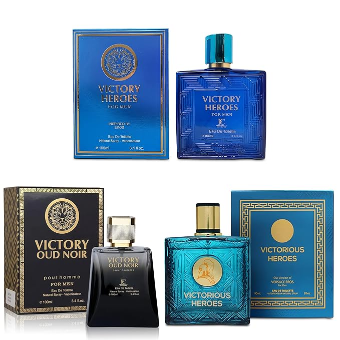 3Pack Men Colognes Victory Series Eau De Parfume Spray with Woody Floral & Fruity Scent Perfume Gift Set Day to Night Luxury Long Lasting Fragrances