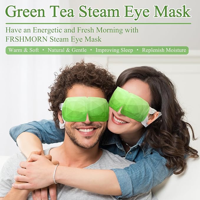 16 Packs Steam Eye Mask, Heated Eye Mask for Sleeping, Warm Compress for Eyes, Self Heating Disposal Steam Mask for Home Sleep, Office, Spa, Travel Essentials Stocking Stuffers (Green Tea)