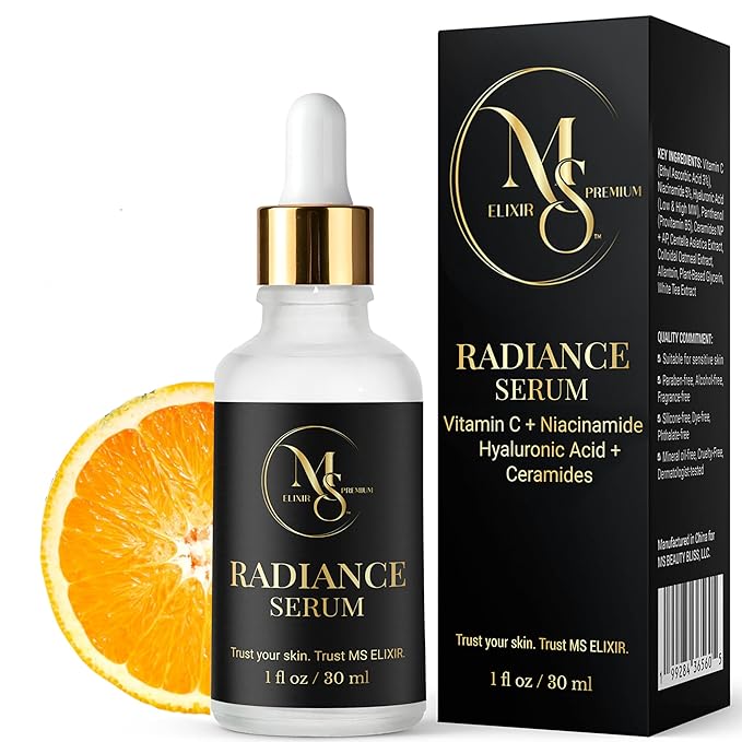 New Facial Serum for Sensitive Skin Vitamin C Hyaluronic Acid & Niacinamide Hydrating Anti-Aging Formula 1 fl oz (30 ml)