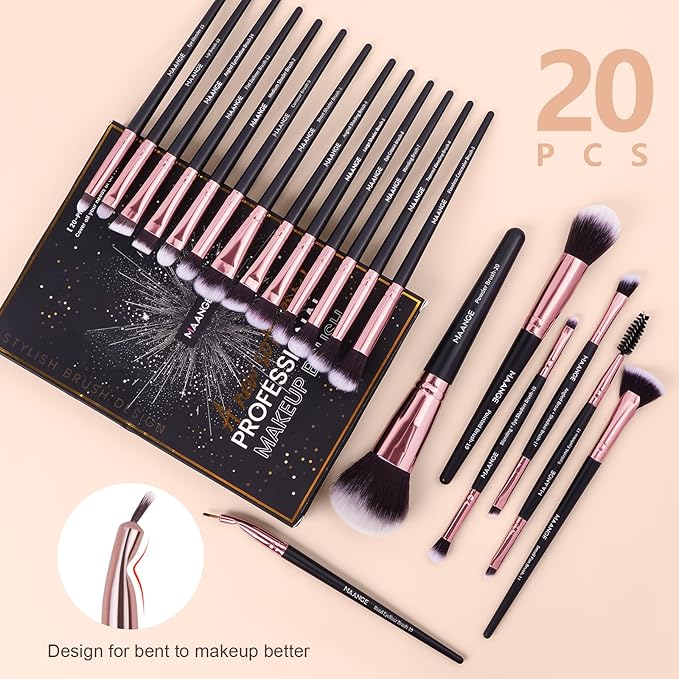 Make up Brushes, 20 Pcs Professional Makeup Brushes Set Foundation Eyeshadow Blush Brush,Travel Kabuki Blending Concealers Face Powder Eye Makeup Brush Sets with Gift box(Black)