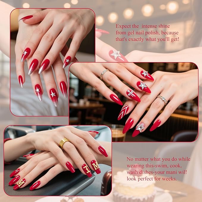 Artdone Gel Nail Polish Hema-free Solid Color Red For All Seasons Neutral Soak Off LED Lamp Needed For Manicure Nail Art