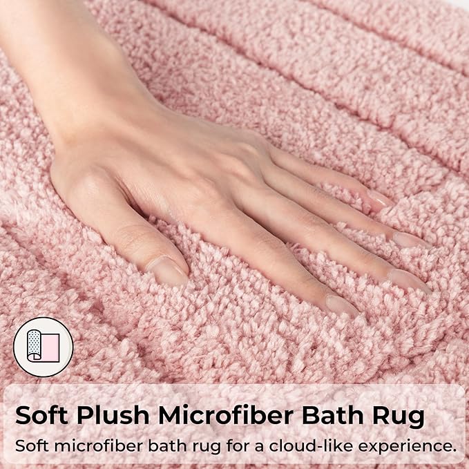 GRANNY SAYS Bathroom Rugs Sets 2 Piece,Soft Bath Mats for Bathroom, Bath Rugs Non Slip Washable, Absorbent Bath Rug for Tub, Shower and Toilet, Bath Mat Set (Pink, 20" x 32" + 16" x 24")