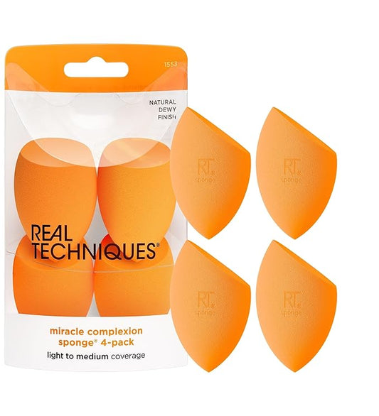 Real Techniques Miracle Complexion Beauty Sponge Makeup Blender, Set of 4