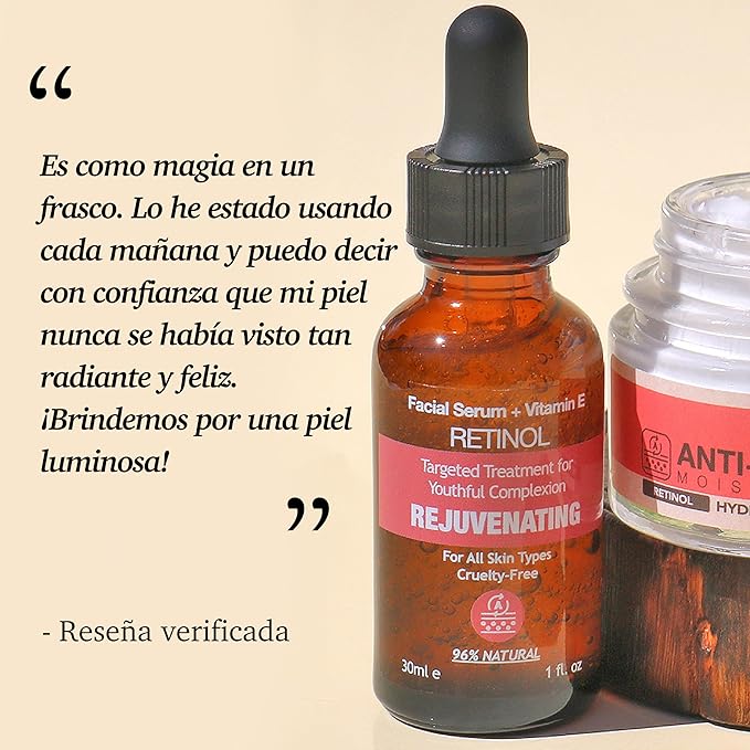 Purifect Retinol Serum for Anti-Aging, Wrinkles & Dark Spots with Vitamin E & Arginine, Made in USA - Targets Fine Lines, Improves Skin Texture, Hydrates & Brightens for Radiant Skin – 1 fl oz