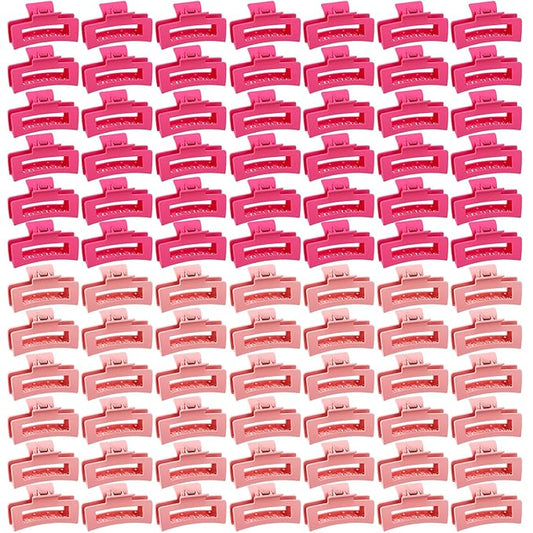 XunYee 100 Pcs Hair Claw Clips Bulk Large Square Jaw Headwear Clips Set for Women Nonslip Rectangle Hair Accessories Clip for Girl Women Gifts Beauty(3.4'',Frosted Bright)