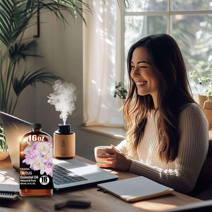 Lotus Essential Oil, Lotus Oil 16 Fl Oz 480 ML for Diffuser Humidifier Yoga Cleaning DIY Candle Soap Making Perfume Gift for Women Essential Oils