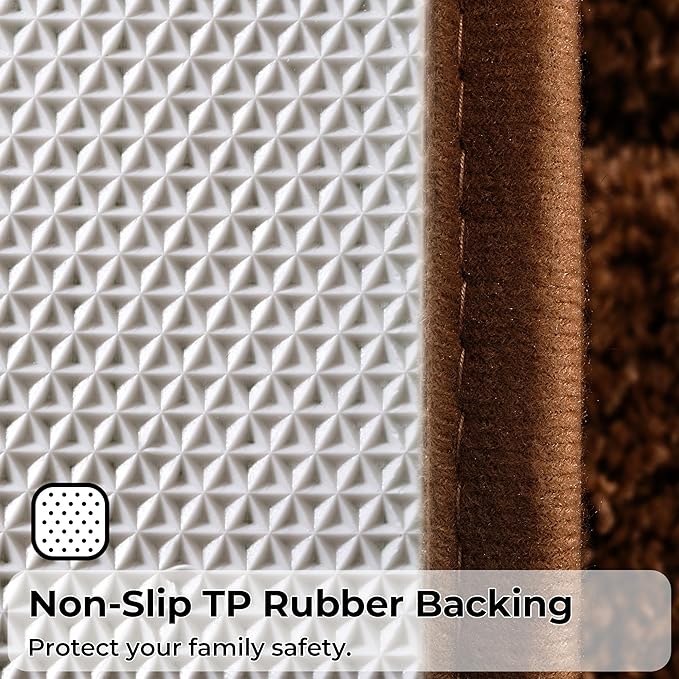 GRANNY SAYS Bathroom Toilet Rugs U Shaped, Bath Mats for Bathroom, Bath Rugs Non Slip Washable, Absorbent Microfiber Toilet Mat, Soft Plush Shaggy Bath Carpet, 20" x 24", Brown