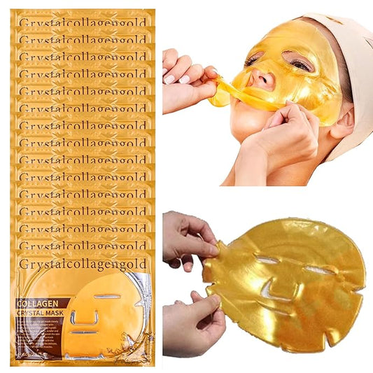 24 K Gold Collagen Face Sheet Mask (15 PCS) - Collagen Anti-Aging Korean Face Sheet Mask for All Skin Types - Facial Sheets of Luxury with Collagen (24K Gold)