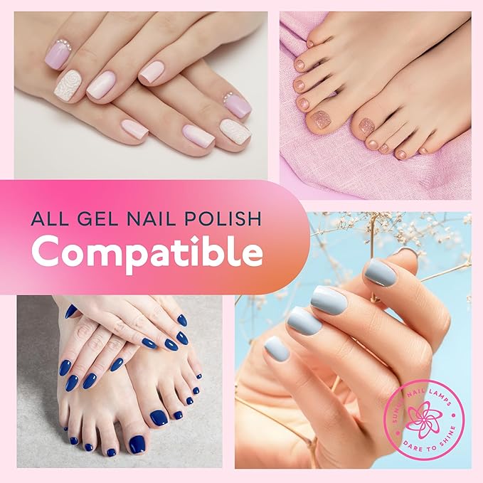 SUNUV UV LED Nail Lamp with 4 Timer Settings, 33 LEDs Nail Dryer Compatible with All Gel Polish, Auto Sensor Removable Base SUN2C Pink