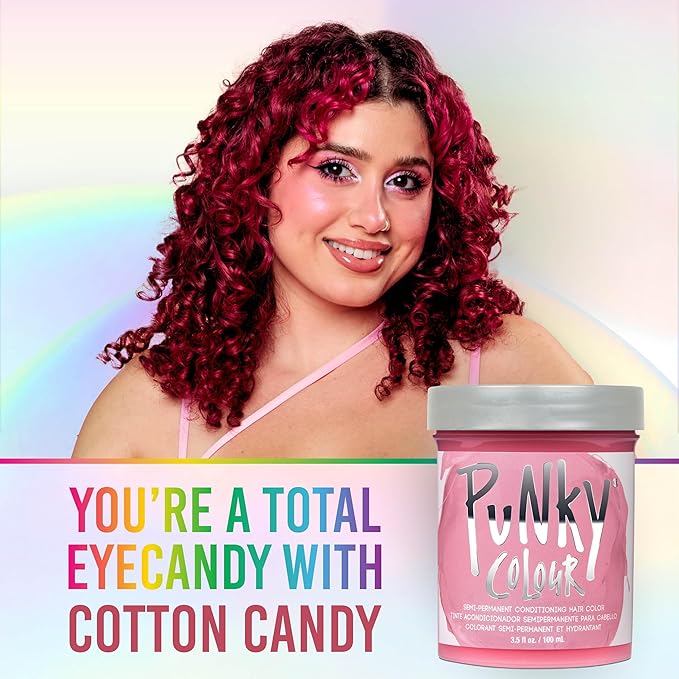 Punky Cotton Candy Semi Permanent Hair Color - Vegan & Cruelty-Free Conditioning Hair Dye, Lasts Up to 35 Washes, 3.5 fl oz