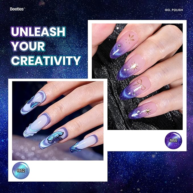 Beetles Chameleon Gel Polish Set - Stellar Mirage Collection, 20 Color-Shifting Cat Eye & Temperature Changing Gel Polishes, Magnetic Jelly Nails, Soak Off UV LED Nail Art Kit for DIY Manicure Lovers