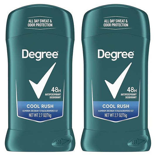 Degree Men Original Antiperspirant Deodorant Cool Rush Twin Pack 48-Hour Sweat & Odor Protection Antiperspirant For Men 2.7 oz