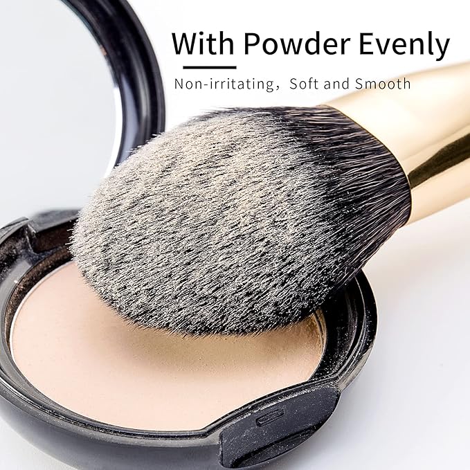 Natural Black Goat Hair Makeup Brush Set with Case, Natural Hair Makeup Brushes Set Professional, Make up Brushes Set Professional, Natural Makeup Brushes, Natural Bristle Makeup Brushes.