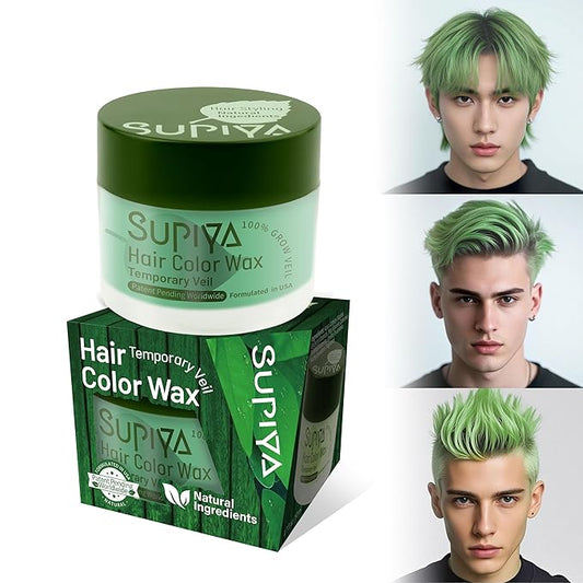 Temporary Hair Styling Color Wax, Green Blue Purple Red Hair Dye Color Wax Washable Natural Instant Hair Coloring Cream for DIY Hairstyle for Kids Men Women(Green#18)
