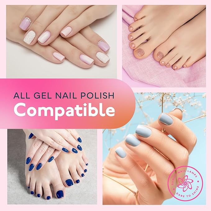 SUNUV SUN2C UV Light for Nails, UV LED Nail Lamp with 4 Timer Settings, Curing Lights Compatible with All Gel Polish Rose