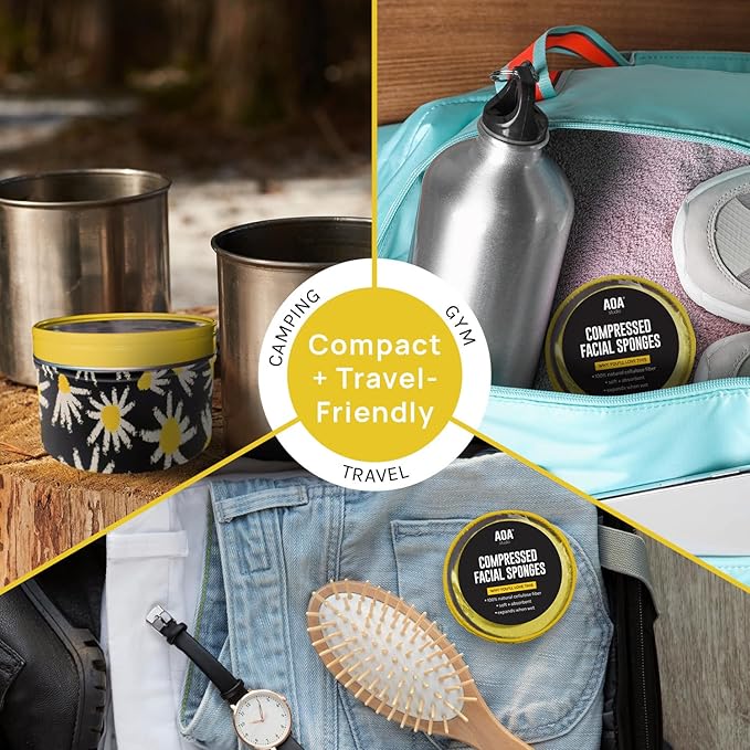 AOA Studio 50-Count Compressed Facial Sponges 100% Natural Cosmetic Spa Sponges for Facial Cleansing, Exfoliating Mask, Remove for Makeup, Dead Skin, and Dirt (Yellow, 50 counts)