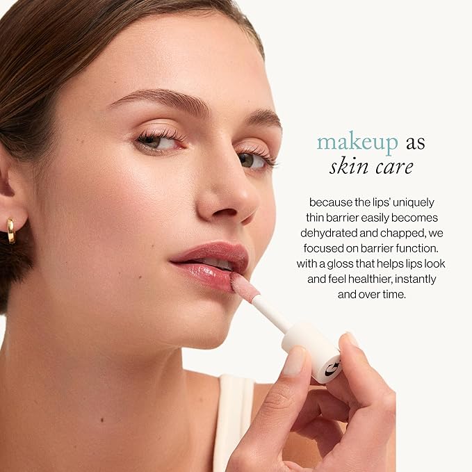 goop Beauty Hydra-Barrier Gel Gloss | Hydrating Lip Gloss to Moisturize & Plump Lips | Hyaluronic Acid & Vitamin E | Blossom - Sheer Petal Pink | 0.13 oz