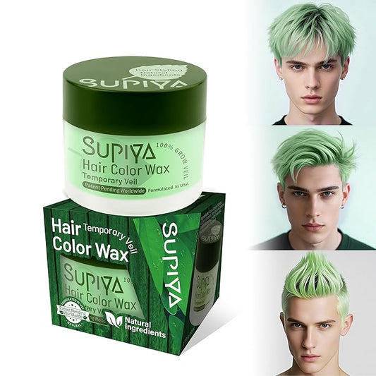 Temporary Hair Styling Color Wax, Green Blue Purple Red Hair Dye Color Wax Washable Natural Instant Hair Coloring Cream for DIY Hairstyle for Kids Men Women(Green#33)