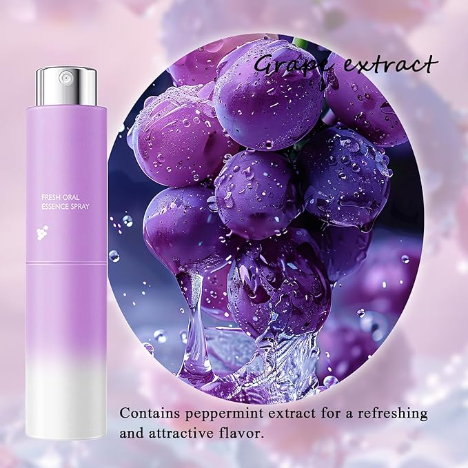 3PCS Breath Fresheners,Peach,Grape,Mint Flavors Fresh Breath Spray for Oral Care,Travel Size Mouth Rinse Fresheners,Refreshing Mini Mouth Sprays for Carrying Around