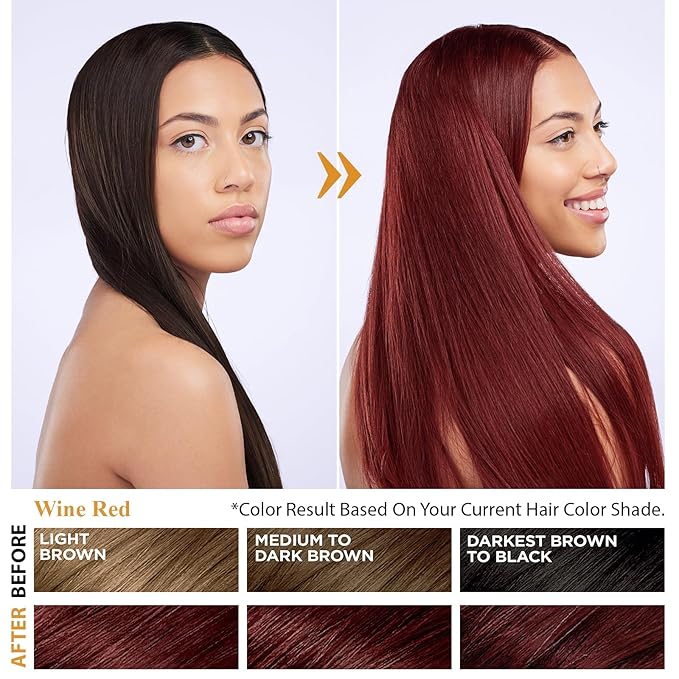 Hair Dye Shampoo in Burgundy - Washes In Rich Color, Easy At-Home Color Shampoo Hair Dye for Women & Men, 3-in-1 Hair Color & Care for Natural-Looking Gray Coverage, Instant & Long-Lasting, 16.9 Fl Oz