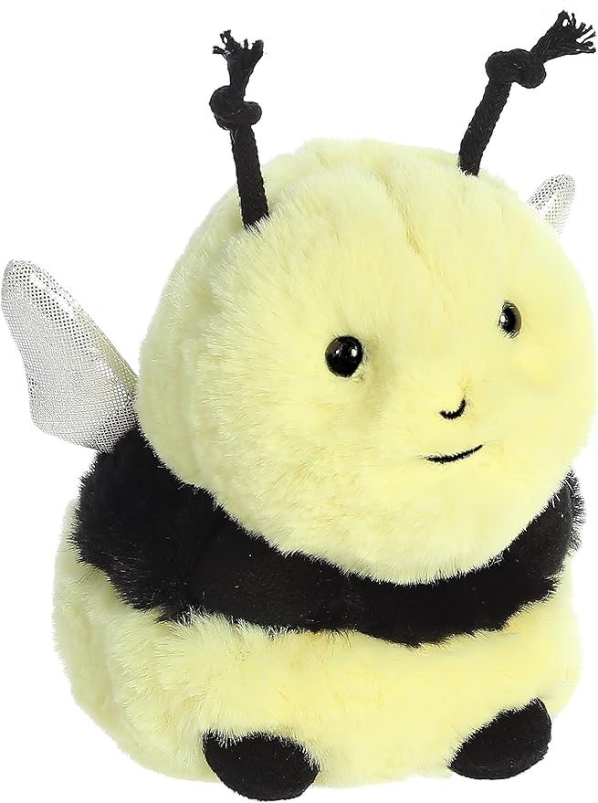 Aurora® Playful Rolly Pet™ Bee Happy™ Stuffed Animal - Compact Size for On-The-Go Fun - for Adults, Kids, Birthdays, and Anniversaries - Yellow 5 Inches