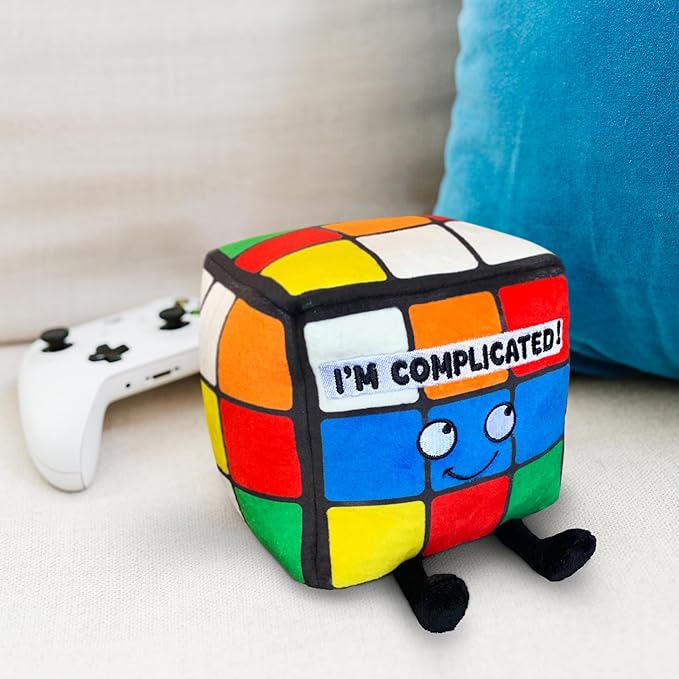 Punchkins Cube Plushie - I'm Complicated Funny Cube Plush, Gift for Puzzle Lovers, Sassy Plush Toy for Gifting