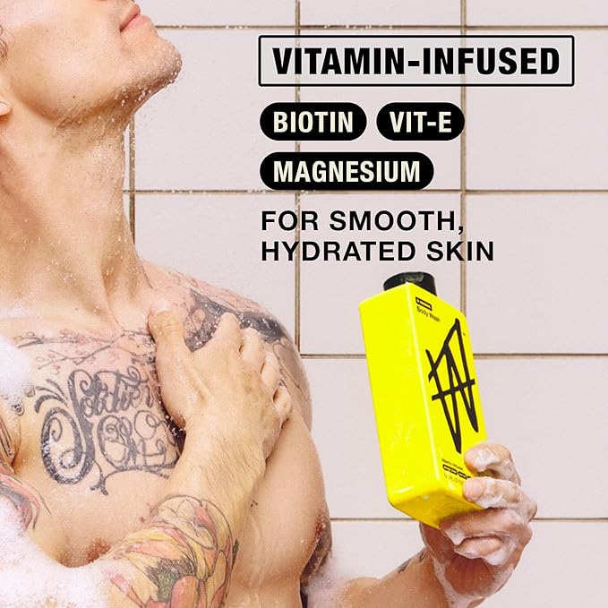 W By Jake Paul Exfoliating Body Wash for Men, Vitamin-Infused, Hydrating Shower Gel, Original, 18 fl oz (Pack of 2)